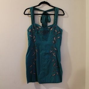 [Free People] Teal Cocktail Dress w Bead Detailing